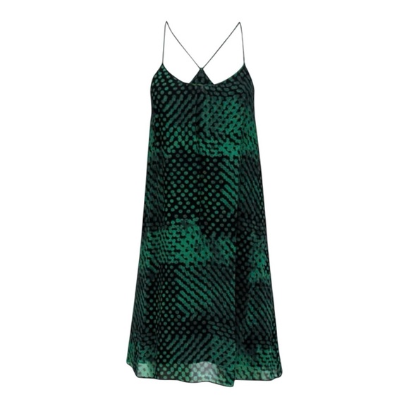 Theory - Black & Green Spotted Sleeveless Silk Sheath Dress Sz M - Picture 1 of 9
